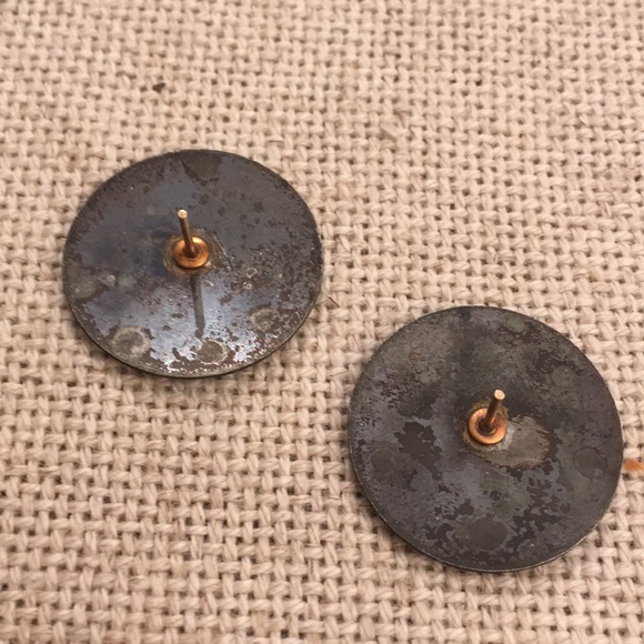 Vintage Blue Enamel Earrings - Picture 2 of 8